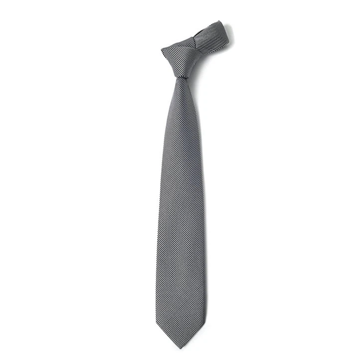 Black & White Striped Jacquard Tie Bold Diagonal Design For Formal Wear