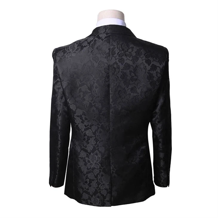 Men's Black Floral Jacquard Blazer - Luxe Formal Tonal Suit Jacket - F141 factory